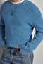 سترة رجالية أساسية كبيرة الحجم بتأثير الغسيل باللون الأزرق - 6