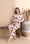 Women's Pink Star Pattern Suede Shirt Collar Soft Long Sleeve Winter Pajamas Suit 1D-2351