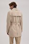 Beige Comfort Fit Double Breasted Belted Trench Coat - 4