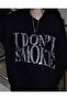 Unisex Oversize I Don'T Smoke Glitter Stone Printed Sweatshirt
