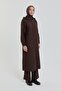 Large Size Thin Quilted Portable Hooded Overcoat Brown - 2