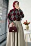 Baklava Patterned Short Women's Sweater - Burgundy
