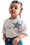 Girl's Crop Model White T-Shirt with Star Pattern on the Front