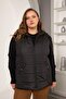 Plus Size Quilted Vest with Pockets Black - 5