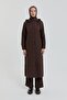 Large Size Thin Quilted Portable Hooded Overcoat Brown