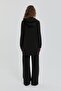 Thin Quilted Garnished Knitted Trousers Tunic Set Black - 4