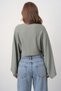 Women's Wide Collar Bat Sleeve Design Green Crop Blouse 13988 - 3