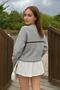 Crop Crew Neck Glitter Sweater Gray - 3