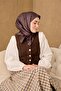 وشاح حرير سورا بلون بني رمادي سادة 90x90 - 4