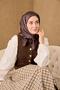 وشاح حرير سورا بلون بني رمادي سادة 90x90 - 3