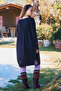 Crew Neck Pocketed Fingerless Winter Dress - 5