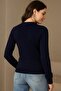 Stretchy Crew Neck Sweater Navy Blue - 3