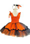 Halloween Special Orange -Black Pumpkin Girl Costume with Elastic Back and Buckle - 6
