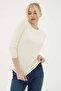Stretchy Crew Neck Sweater Ecru - 4