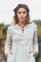 V-Neck Button Detail Zipper Closure Long Sleeve Dress - 2