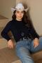 Stretchy Crew Neck Sweater Navy Blue - 2