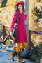 Hakim Collar Button Detailed Tie-Up Fuchsia Flannel Dress - 6