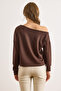Women's Bitter Brown Modal Boat Neck Soft Textured Blouse Blz-19003131 - 4
