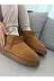 Fi̇ona Women's Boots with Fur Inside, Thick Sole, Brown Suede - 5
