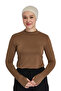 Finger-Looped Turtleneck Women's Bodysuit – Organic Viscose Lycra, Anti-Sweat - Light Chocolate - 2