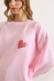 Women's Pink Heart Detailed Soft Textured Knitwear Sweater Kzk-19001015 - 2
