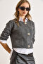 Women's Smoked Open Knit Pocketed Buttoned Thick Knitwear Jacket Ckt-19000480 - 5