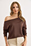 Women's Bitter Brown Modal Boat Neck Soft Textured Blouse Blz-19003131 - 3