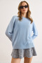 Women's Baby Blue Viscose Crew Neck Flowy Basic Slim Knit Sweater Kzk-19001012 - 5