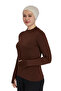Finger-Looped Turtleneck Women's Bodysuit – Organic Viscose Lycra, Anti-Sweat - Chocolate - 3