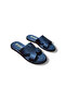 Women's Black Genuine Leather H Model Slippers - 4