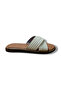 Women's Knitted Flat Genuine Leather Cross Strap Slippers - 2