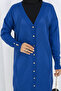 Patterned Long Mercerized Cardigan N3193 Cobalt Blue - 3