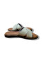 Women's Knitted Flat Genuine Leather Cross Strap Slippers - 7