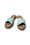 Women's Knitted Flat Genuine Leather Cross Strap Slippers - 3
