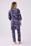 Women's Purple Dressing Gown Long Sleeve Rope Strap V-Neck 3-Piece Pajama Set - 7