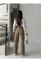 Women's High Waist Mink Linen Boyfriend Loose Fit Pants - 5