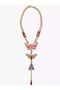 Butterfly Figured Long Necklace – Vintage Design with Colorful Stones, Multi-Chain Women's Necklace - 3