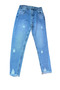 Girl's Pants Blue Denim Jeans with Tassel Detail on the Leg and Ripped Detail - 2