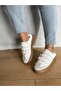 Alisa Snake Pattern Heel Detailed White Sports Shoes with Rivets