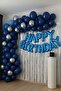 Blue Happy Birthday Foil Set Blue Silver Balloon Party Birthday Decoration Set