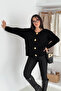 Women's Gold Button Textured Knit Cardigan – Elegant & Vintage Touch - 3