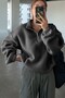 Women's Ultra Heat Plush Sherpa Oversize Half Metal Zipper Elastic Adjustable Fleece Sweatshirt