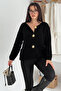Women's Gold Button Textured Knit Cardigan – Elegant & Vintage Touch