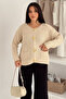 Women's Gold Button Textured Knit Cardigan – Elegant & Vintage Touch