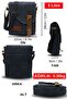 7059 Pretty Navy Blue Genuine Leather Water Resistant Waxed Canvas Messenger Shoulder School Bag - 2