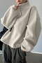 Women's Ultra Heat Plush Sherpa Oversize Half Metal Zipper Elastic Adjustable Fleece Sweatshirt - 6