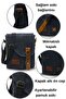 7059 Pretty Navy Blue Genuine Leather Water Resistant Waxed Canvas Messenger Shoulder School Bag - 3