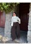 Women's White Turtleneck Sleeve Detailed Knitwear Sweater - 4