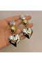 Vintage Exaggerated Golden and Silvery Color Heart-Shaped Earrings