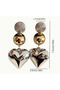 Vintage Exaggerated Golden and Silvery Color Heart-Shaped Earrings - 4